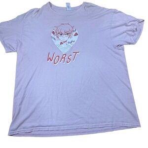 Pink Gildan XL T Shirt Anime Graphic Worst Text Short‎ Sleeve